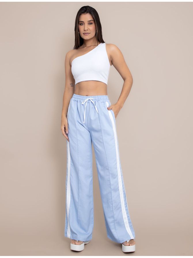 Calça Ale Pantalona Tendência - Azul Claro - MeiMi Amores 