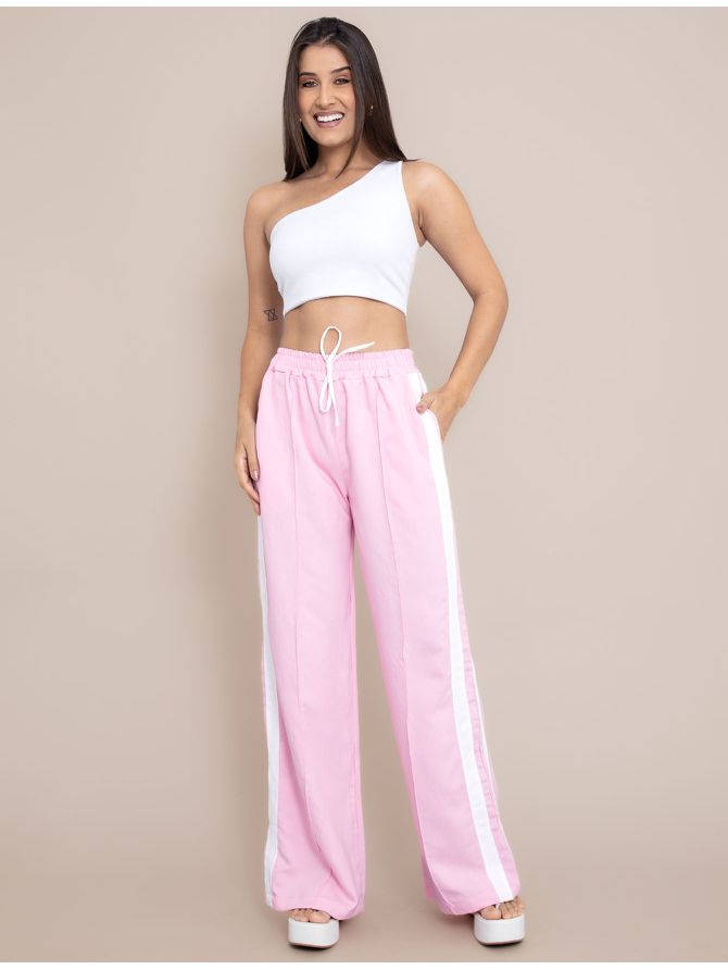Calça Ale Pantalona Tendência - Rosa Claro - MeiMi Amores 