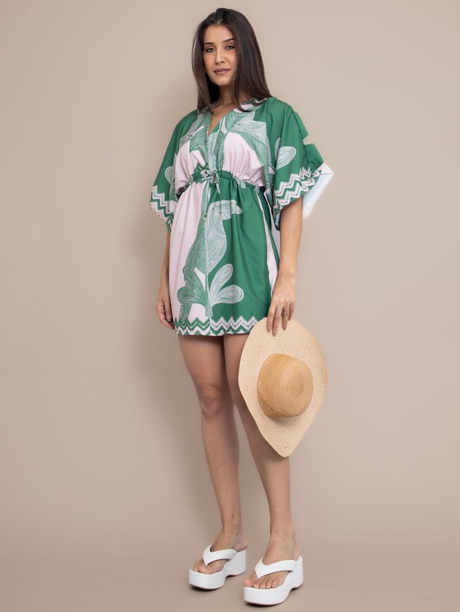Vestido Helena Curto Manga Morcego- Verde - MeiMi Amores 