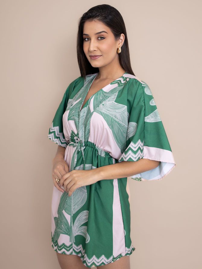 Vestido Helena Curto Manga Morcego- Verde - MeiMi Amores 