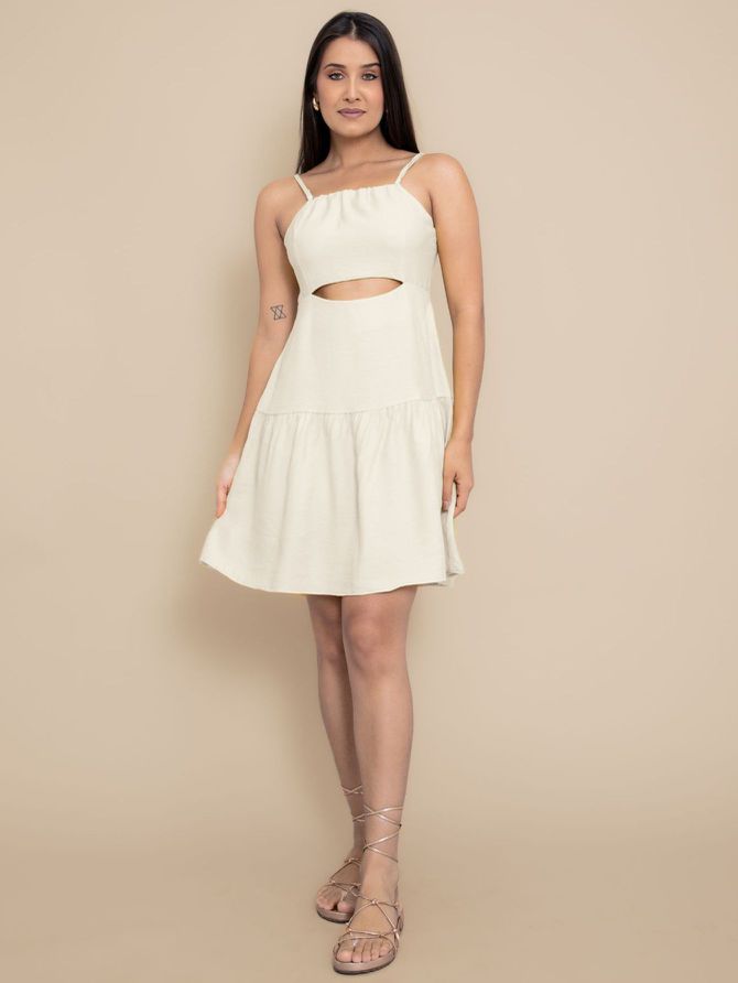 Vestido Paula de Alcinha Soltinho- Bege - MeiMi Amores 