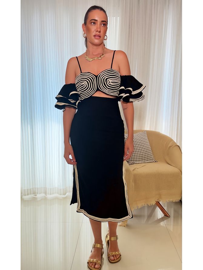 Vestido Midi Arabeli - Preto - MeiMi Amores 