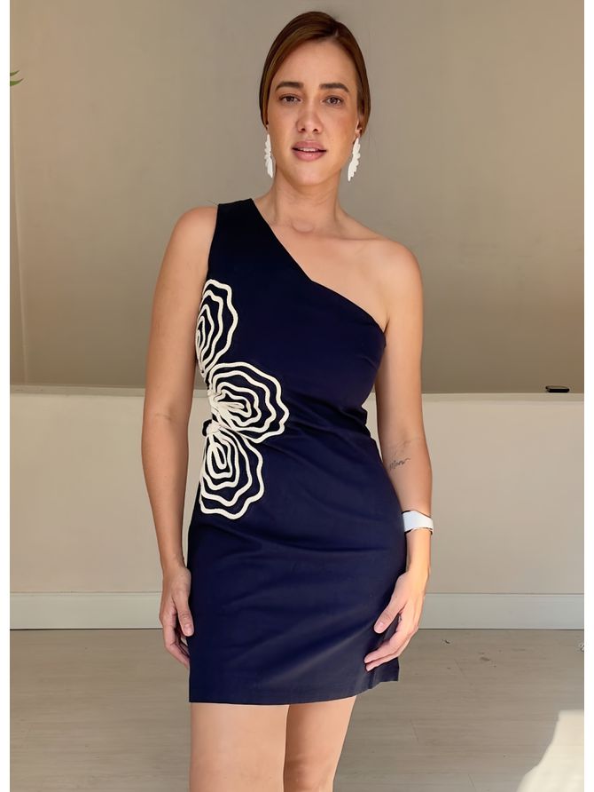 Vestido Curto Clara Nula Manga- Azul - MeiMi Amores 