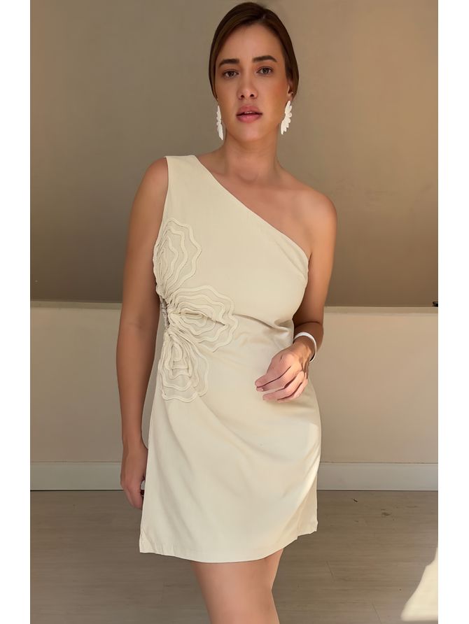 Vestido Curto Clara Nula Manga- Off - MeiMi Amores 