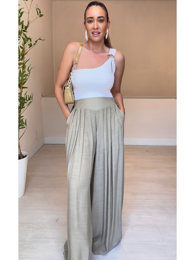 Calça Helena Pantalona - Verde Menta - MeiMi Amores 