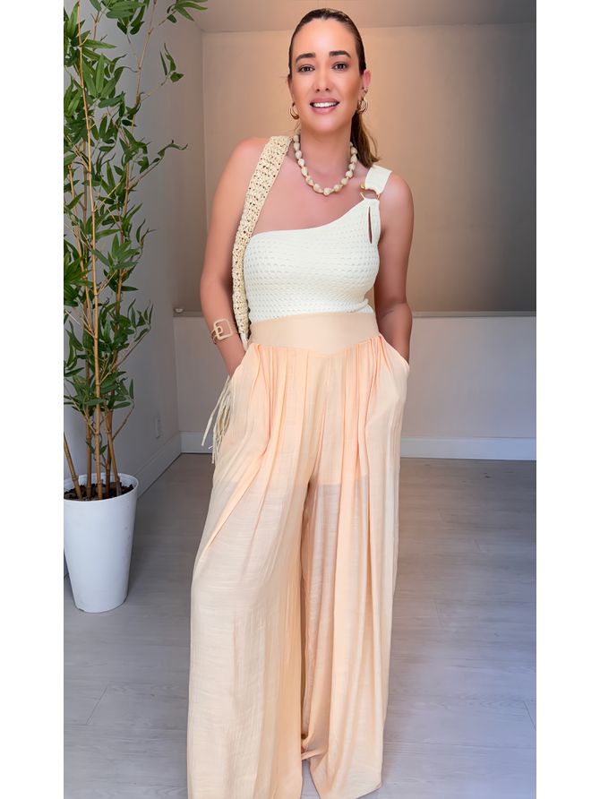 Calça Helena Pantalona - Laranja Pastel - MeiMi Amores 