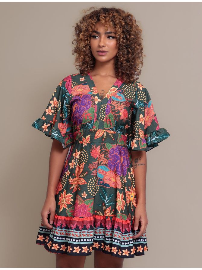 Vestido Floral Exclusivo MeiMi Manga Godê - MeiMi Amores 
