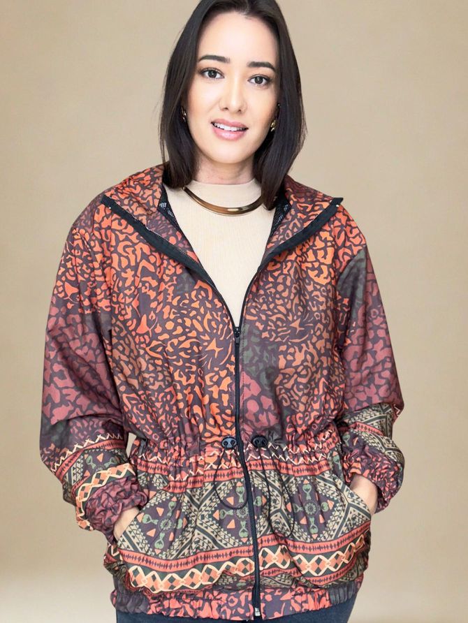 Jaqueta Parka Estampa Floral- Chocolate - MeiMi Amores 