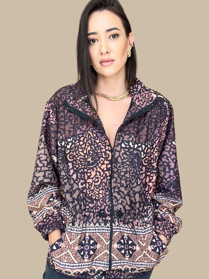 Jaqueta Parka Estampa Floral- Verde - MeiMi Amores 