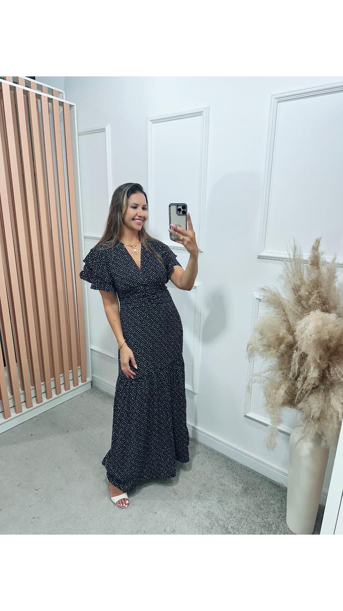 Vestido Estela manga dupla babados Ref:3429