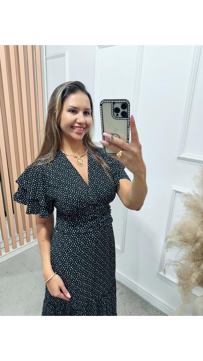 Vestido Estela manga dupla babados Ref:3429