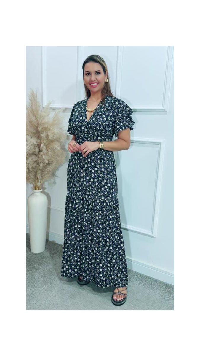 Vestido Estela manga dupla babados Ref:3429
