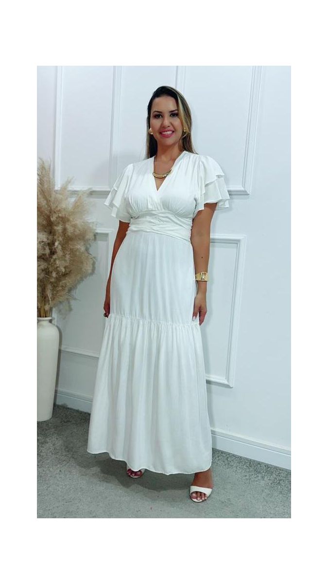 Vestido Estela manga dupla babados Ref:3429