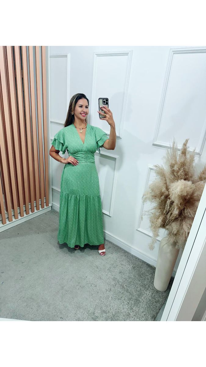 Vestido Estela manga dupla babados Ref:3429