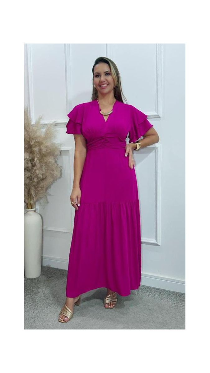Vestido Estela manga dupla babados Ref:3429