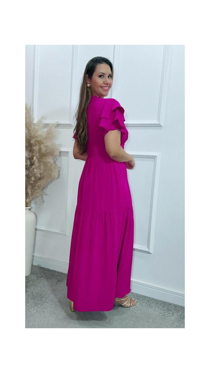 Vestido Estela manga dupla babados Ref:3429