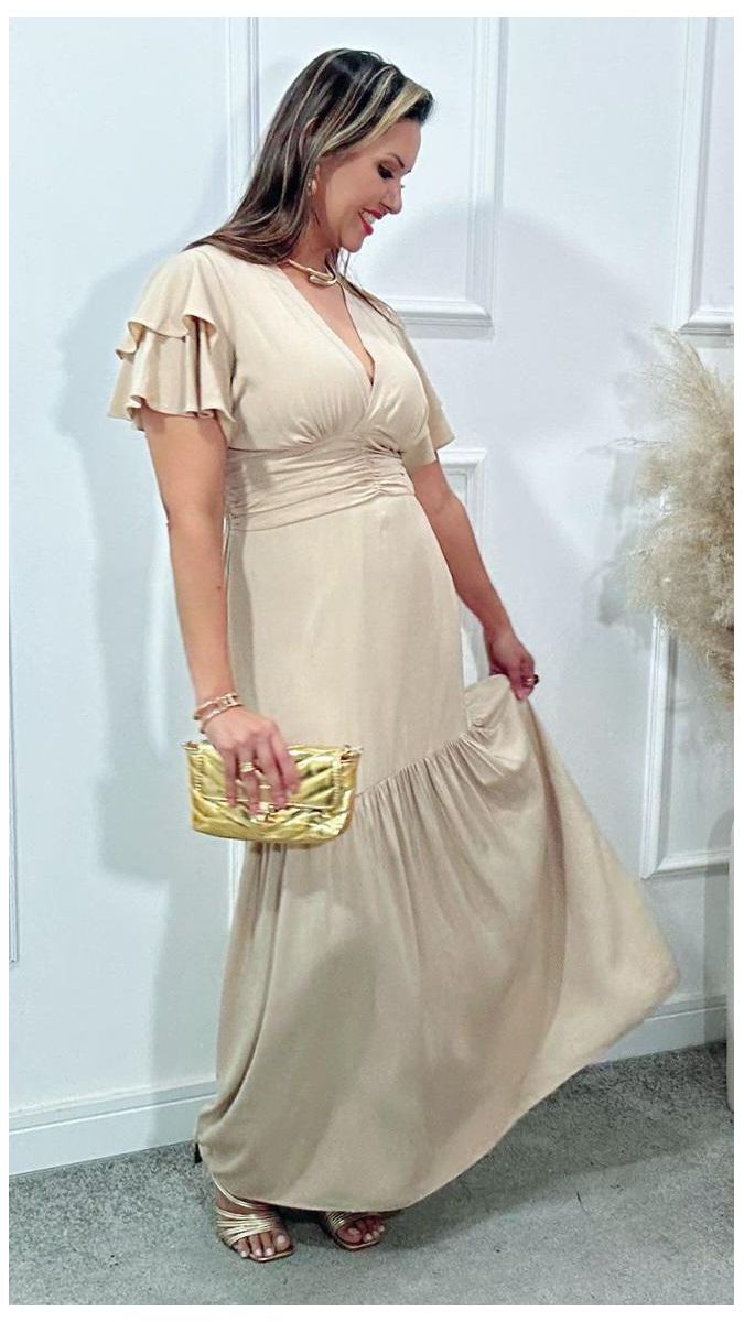 Vestido Estela manga dupla babados Ref:3429