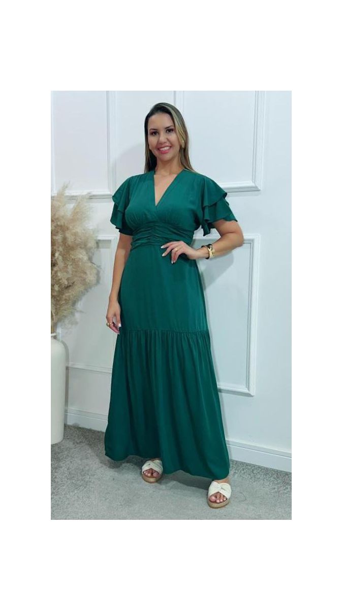 Vestido Estela manga dupla babados Ref:3429