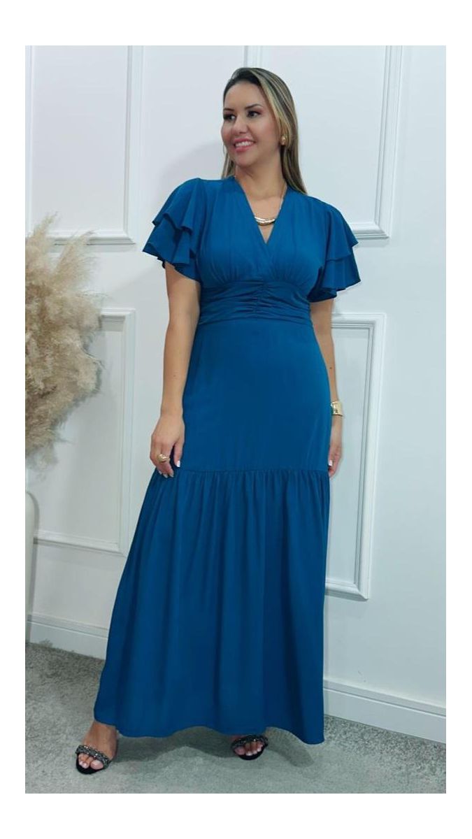 Vestido Estela manga dupla babados Ref:3429