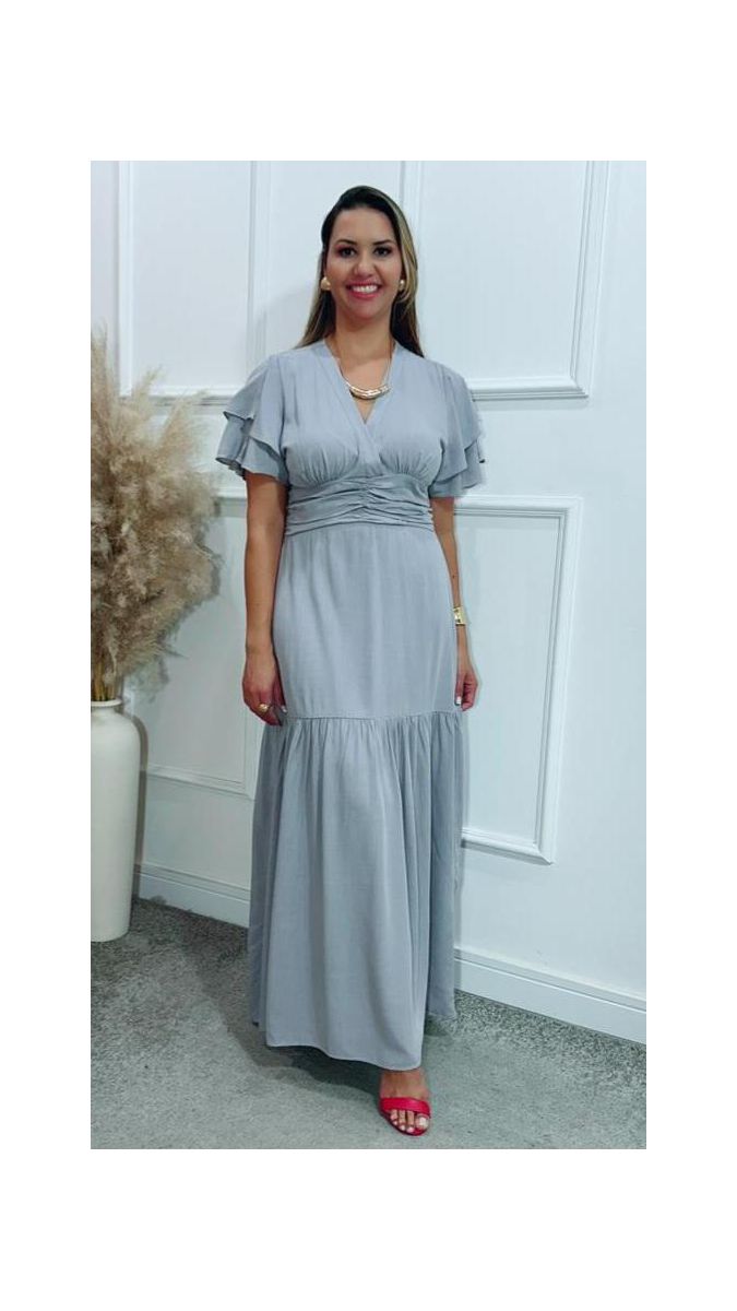 Vestido Estela manga dupla babados Ref:3429