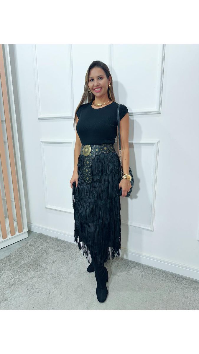 Saia midi Amanda franjas Ref:3546