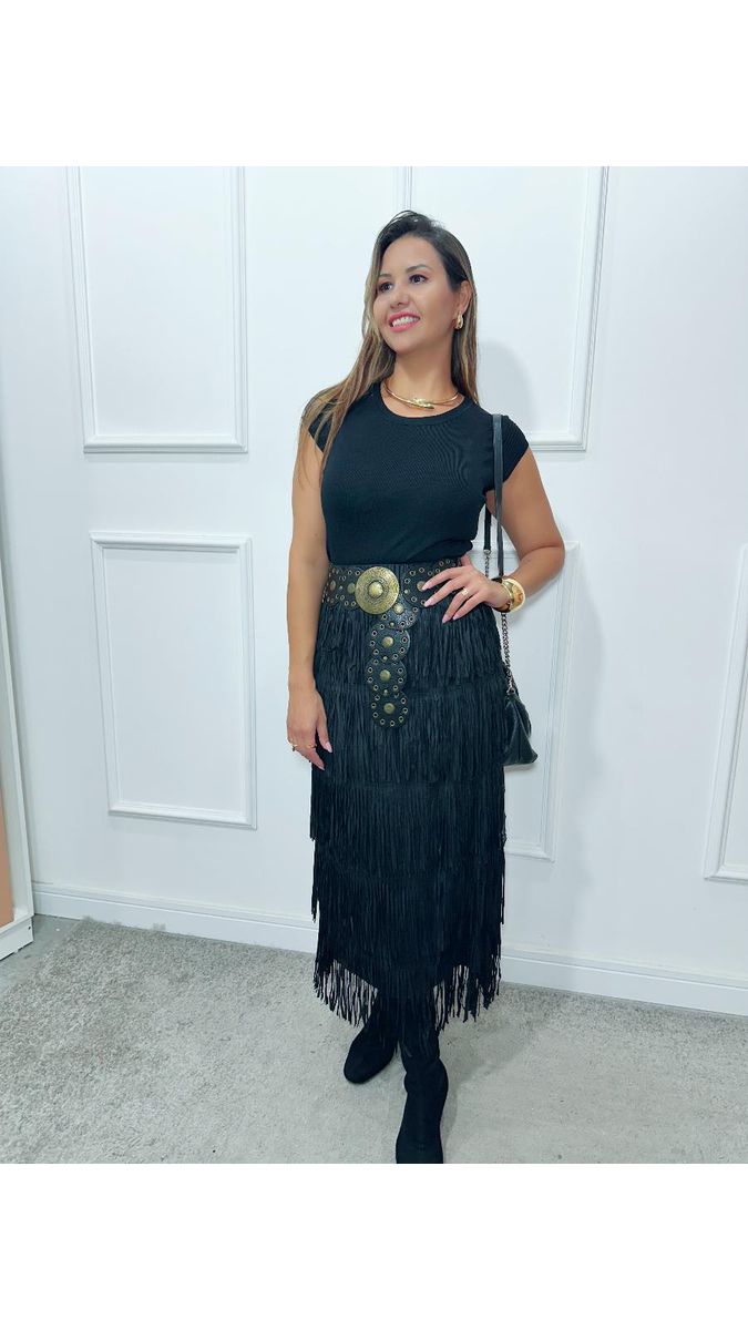 Saia midi Amanda franjas Ref:3546