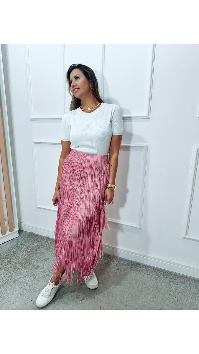 Saia midi Amanda franjas Ref:3546