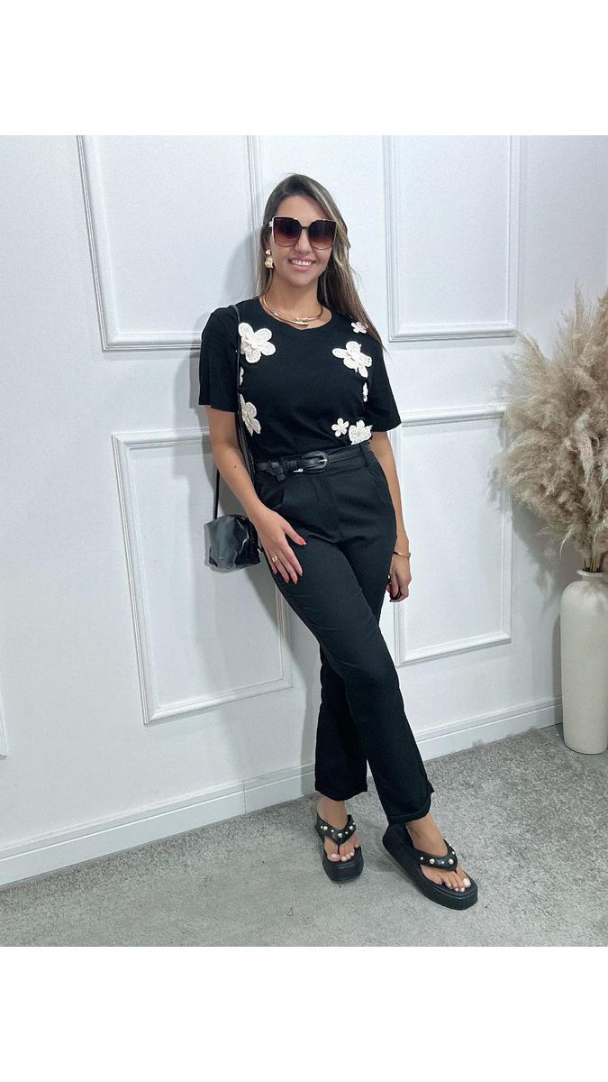 Blusa Flor bordada Ref:3550