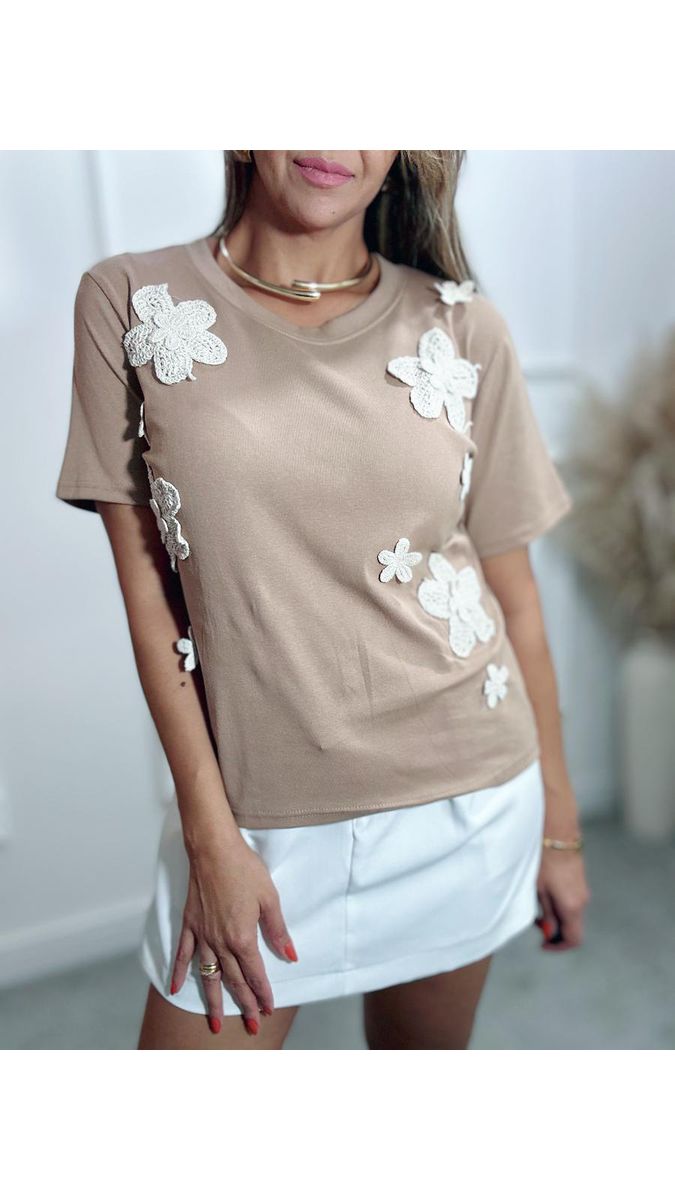 Blusa Flor bordada Ref:3550