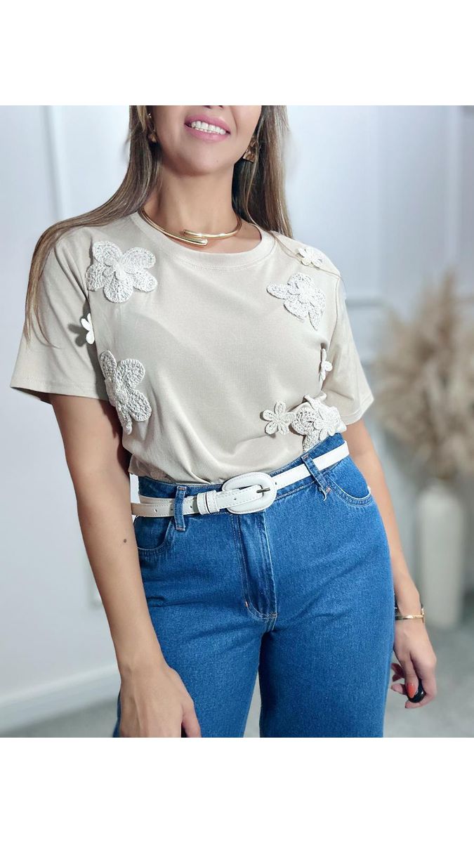 Blusa Flor bordada Ref:3550
