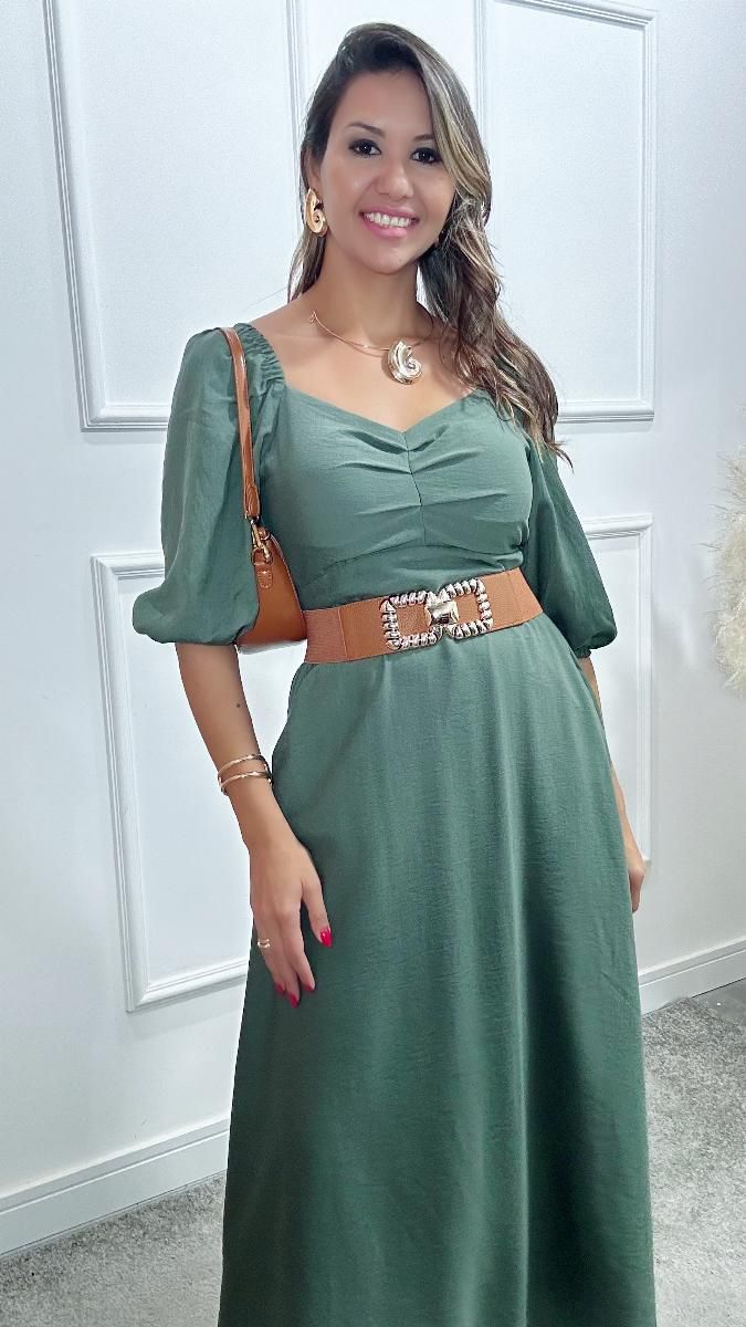 Vestido longuete Poliana manga 3/4 Ref:3551