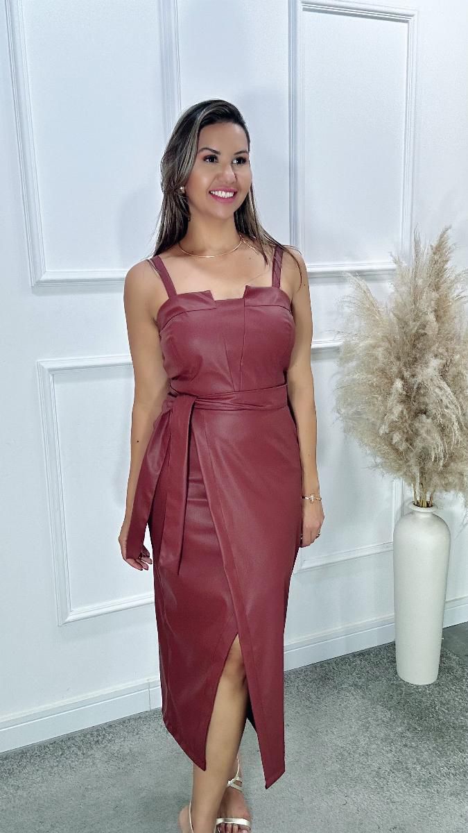 VESTIDO MIDI FEM FLORIE COURO NICOLY REF:1