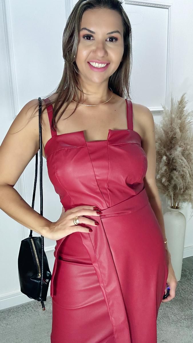 VESTIDO MIDI FEM FLORIE COURO NICOLY REF:1
