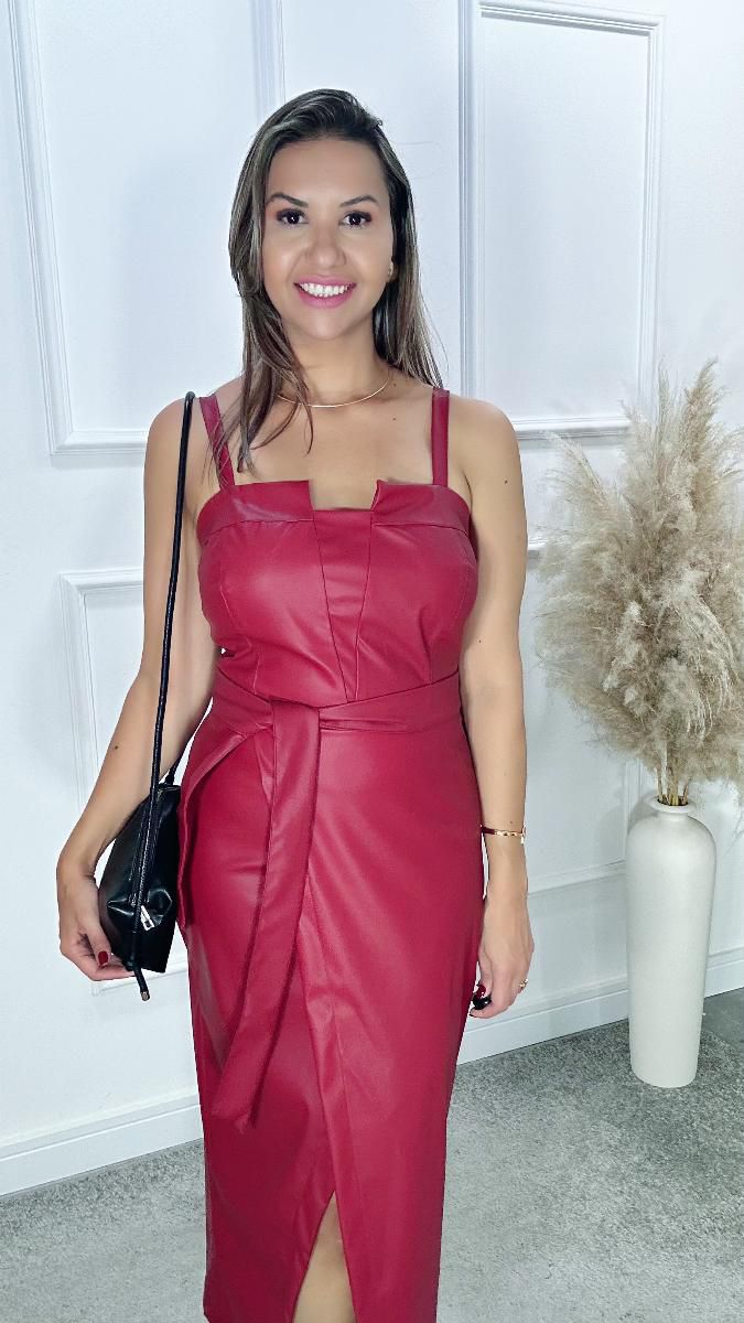 VESTIDO MIDI FEM FLORIE COURO NICOLY REF:1