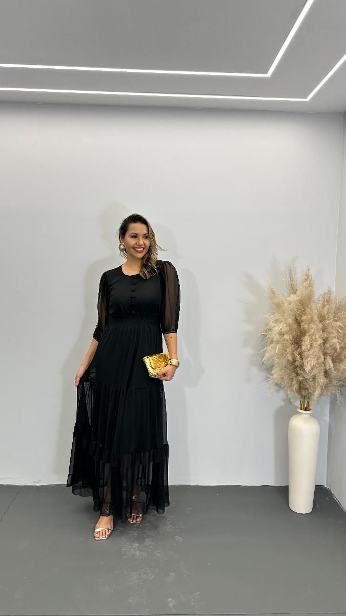VESTIDO LONGO FEM NATALIA TULE REF 3776