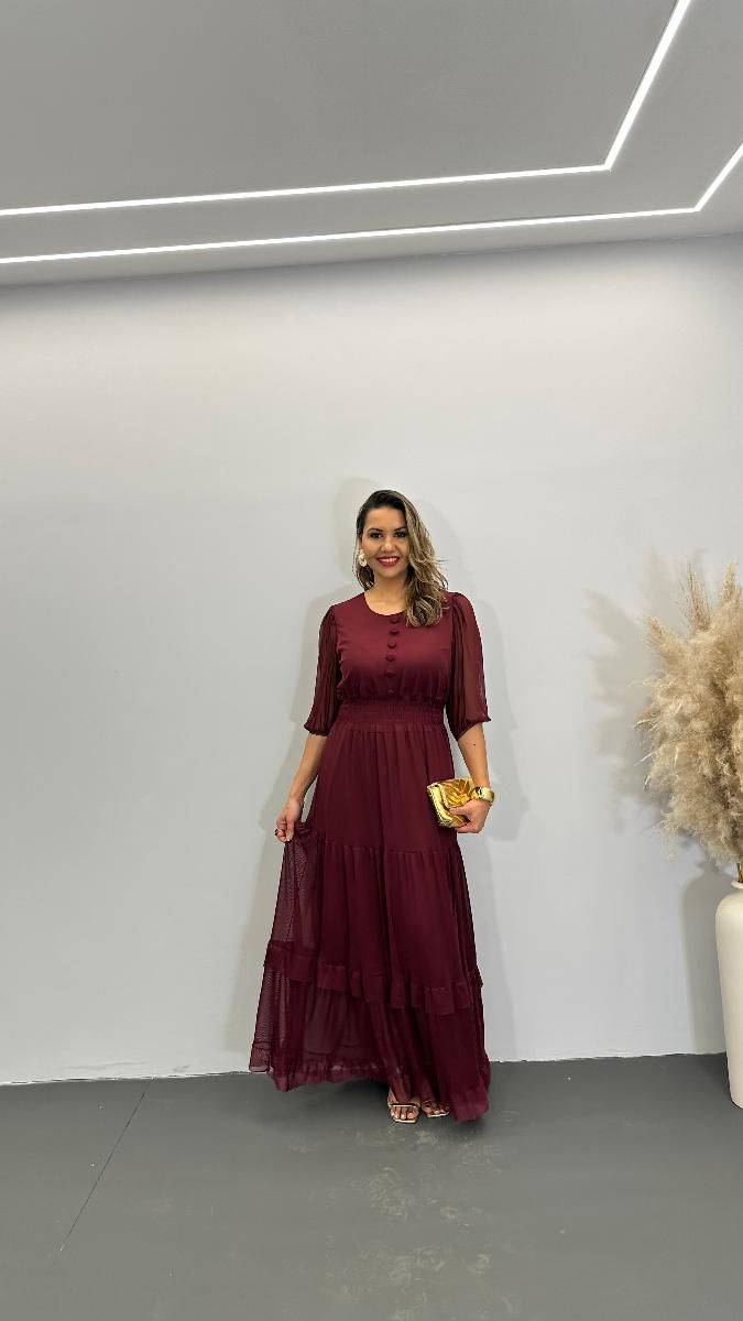 VESTIDO LONGO FEM NATALIA TULE REF 3776