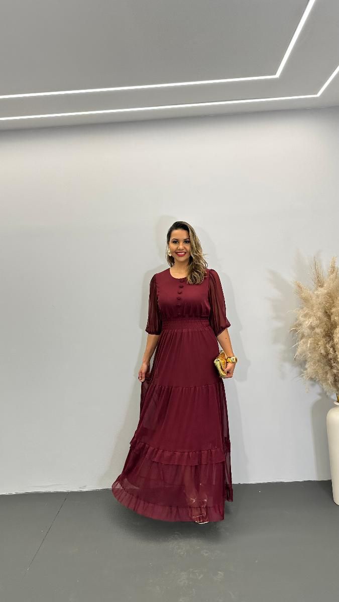 VESTIDO LONGO FEM NATALIA TULE REF 3776