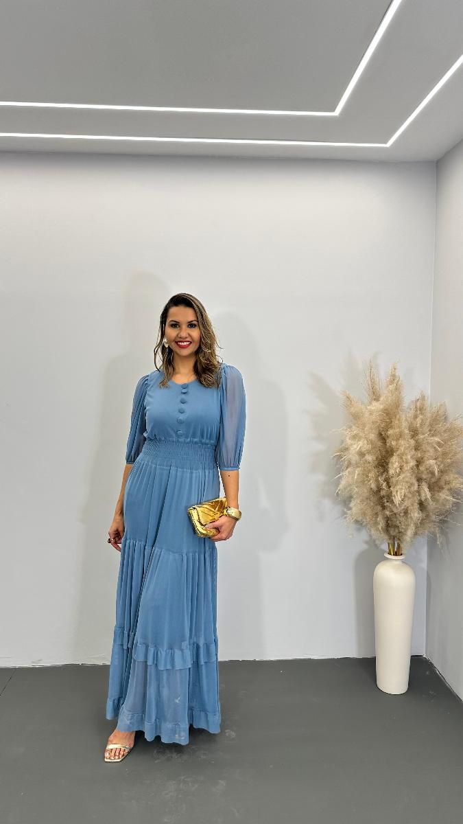 VESTIDO LONGO FEM NATALIA TULE REF 3776