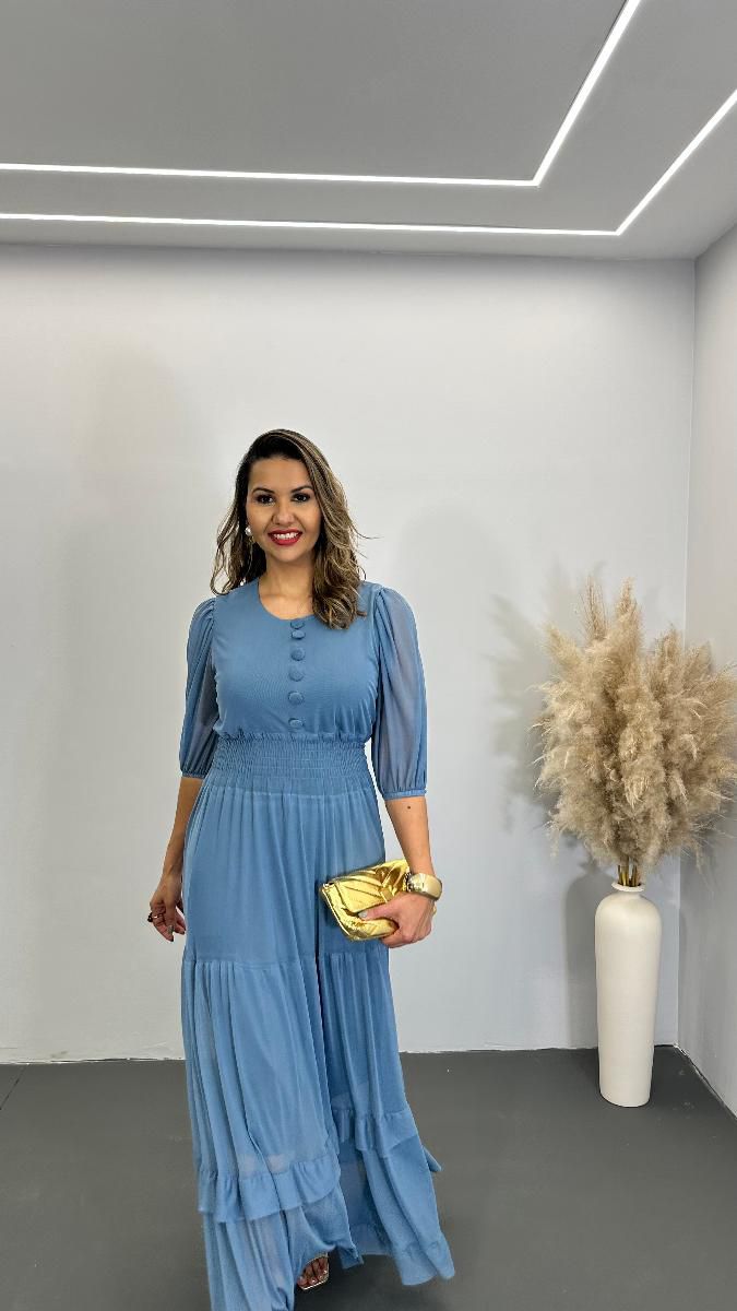VESTIDO LONGO FEM NATALIA TULE REF 3776