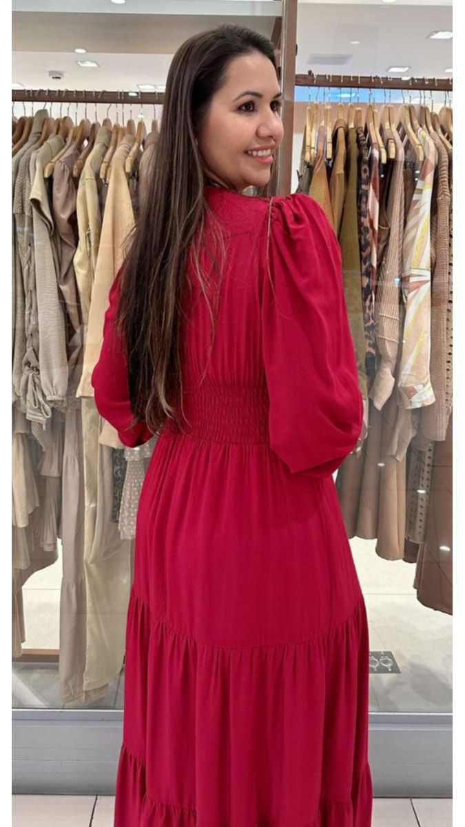 Vestido Longo de Manga Longa Princesa Marsala