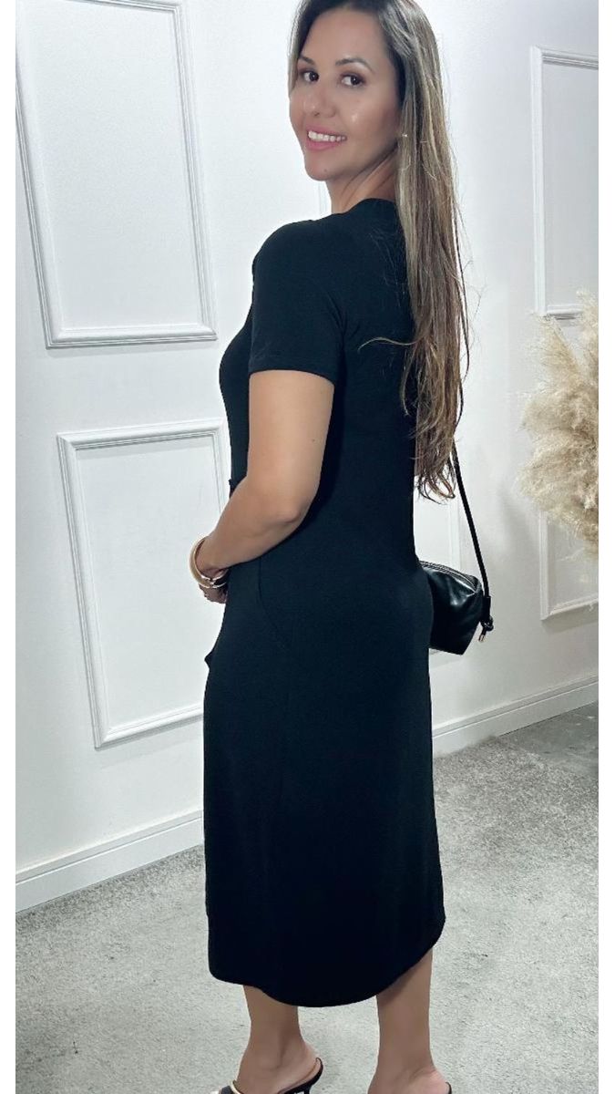 Vestido Laura Midi Moletinho Preto
