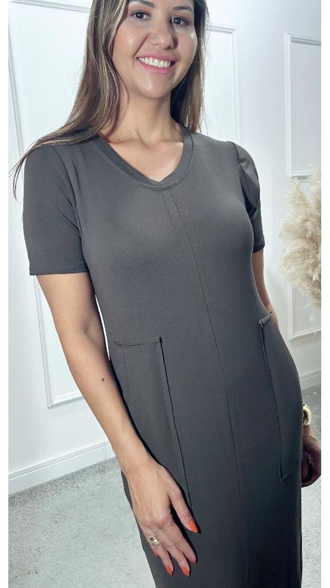 Vestido Laura Midi Moletinho Marrom