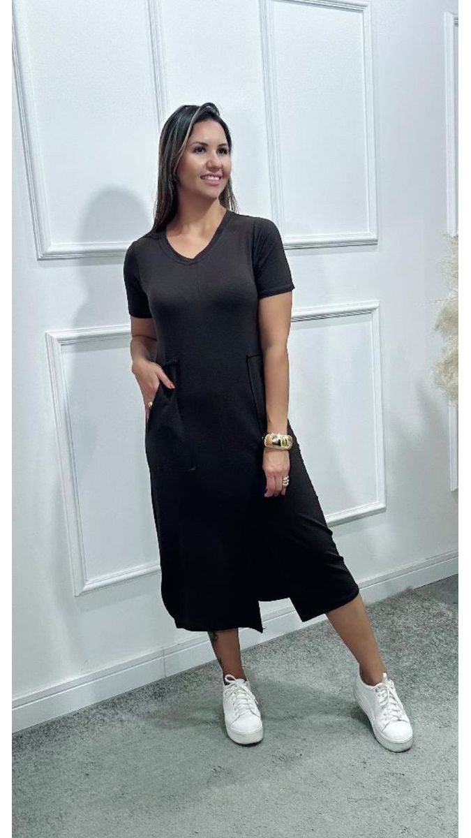 Vestido Laura Midi Moletinho Marrom