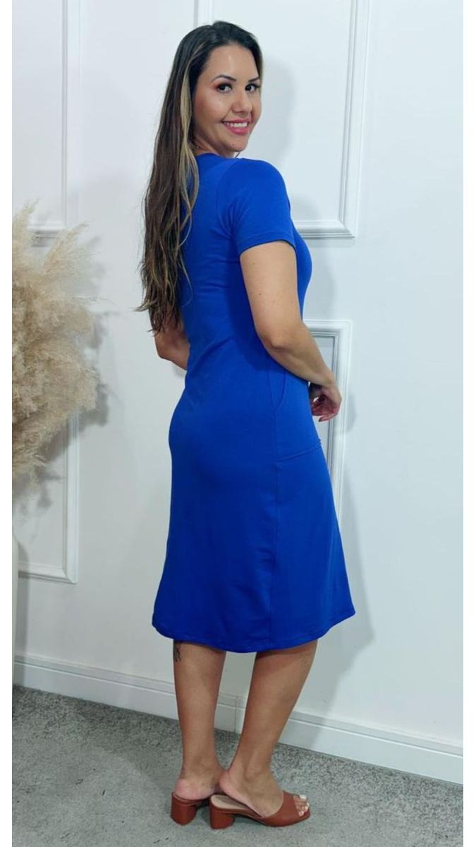 Vestido Laura Midi Moletinho Azul