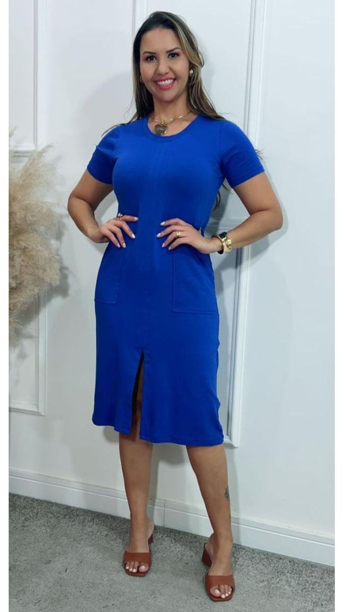 Vestido Laura Midi Moletinho Azul