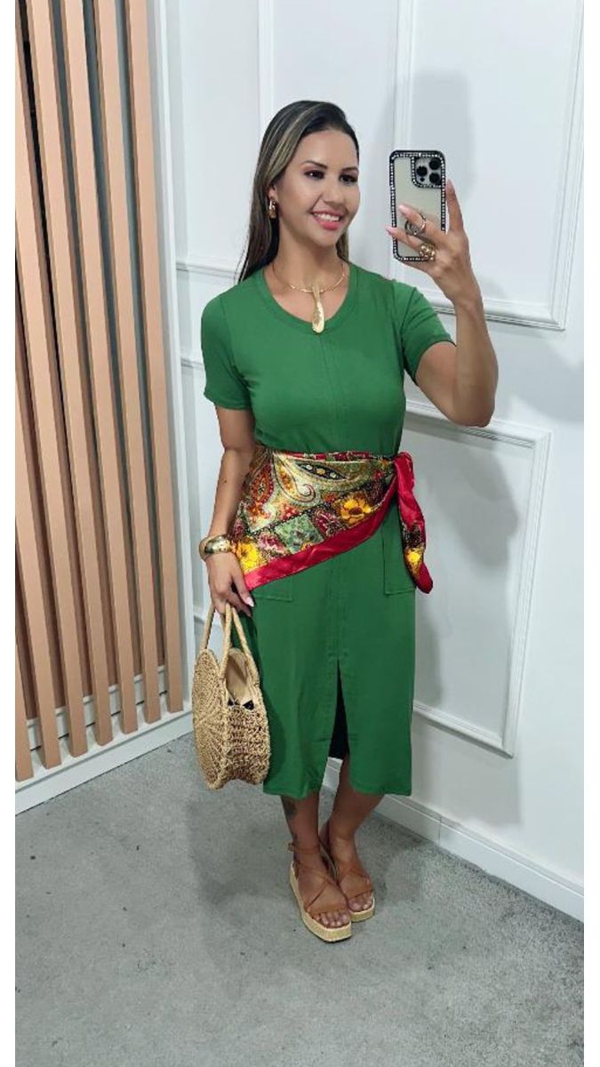 Vestido Laura Midi Moletinho Verde