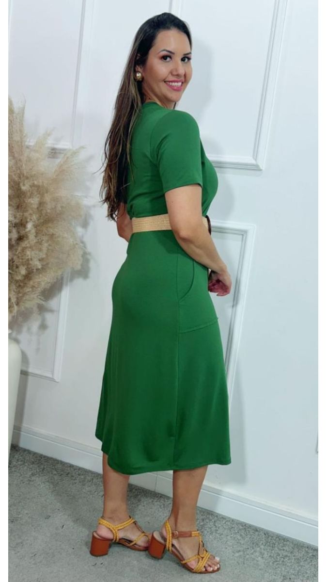 Vestido Laura Midi Moletinho Verde