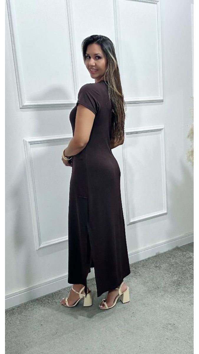 Vestido Longuete Ariede Marrom