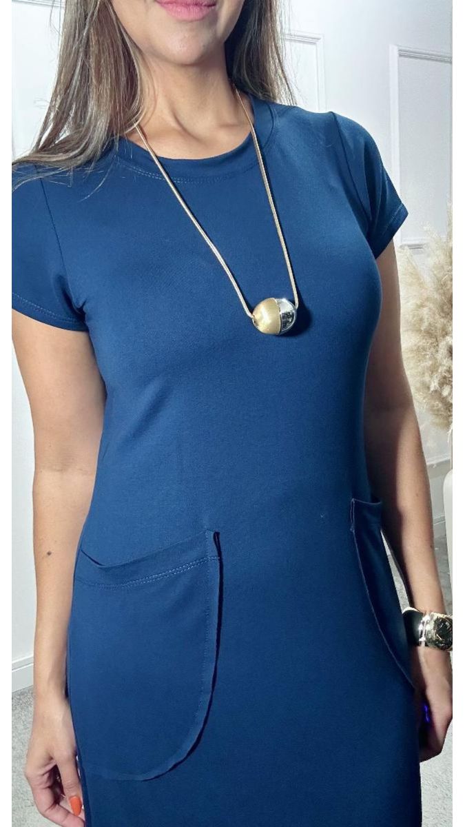 Vestido Longuete Ariede Azul Marinho