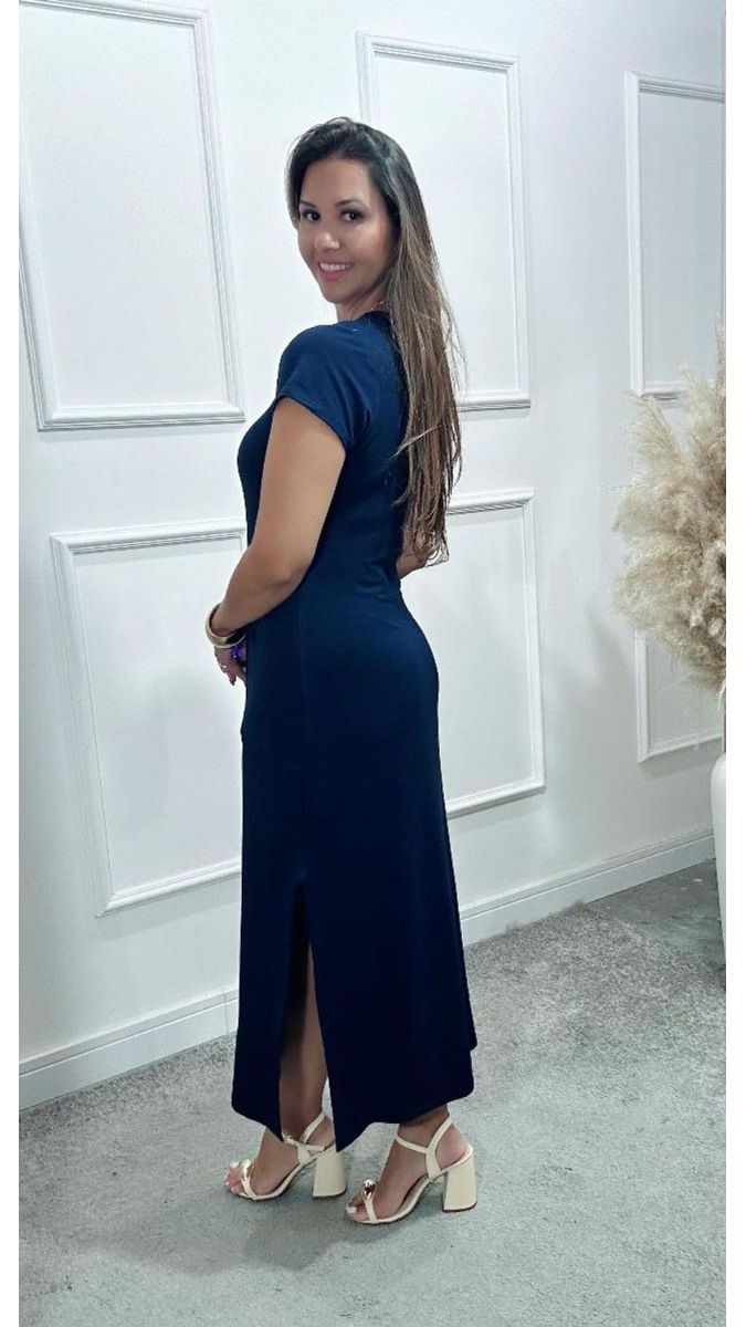 Vestido Longuete Ariede Azul Marinho